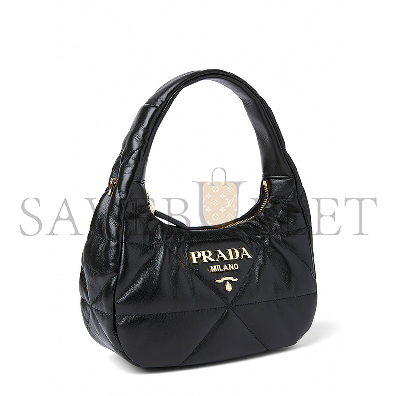 Pra*a mini quilted stitch shoulder bag in black 1ba384 (21*12.5*6.5cm)